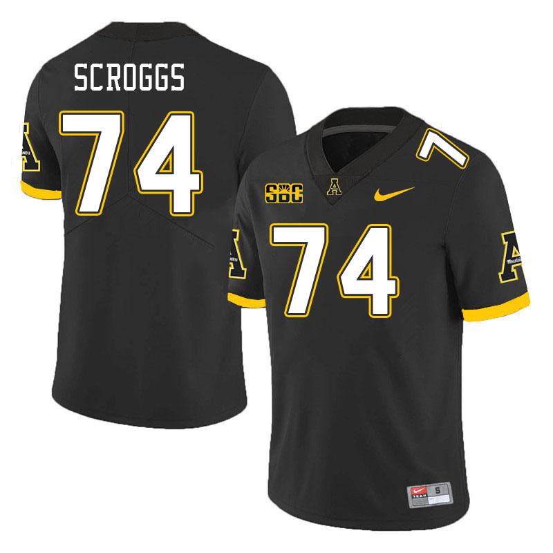 Men #74 Griffin Scroggs Appalachian State Mountaineers College Football Jerseys Stitched Sale-Black - Click Image to Close